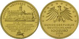 Deutschland - Anlagegold: 100 Euro 2011 A, Wartburg Bei Eisenach, J. 566, In Originalkapsel, Stempelglanz. - Germany