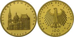 Deutschland - Anlagegold: 100 Euro 2012 G,  Dom Zu Aachen, J. 574, In Originalkapsel, Mit Zertifikat, Stempelglanz. - Allemagne