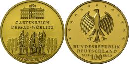 Deutschland - Anlagegold: 100 Euro 2013 G, Gartenreich Dessau-Wörltiz, J. 582, In Originalkapsel, Mit Zertifikat, S - Germany