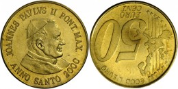 Vatikan: FEHLPRÄGUNG / KOPFSTEHENDE WERTSEITE: 50 Cent 2000, Mit SELTENEN EUROPROBEN SATZ "ECCO L´EURO" Sehr - Vatikan