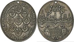 Altdeutschland Und RDR Bis 1800: Augsburg, Stadt: Ovale Silbermedaille, Sogenannte Ratsmedaille 1670 Unsigniert, Mit Nac - Other & Unclassified