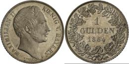 Bayern: Maximilian II. Joseph 1848-1864: 1 Gulden 1864, AKS 151, Jaeger 82, Stempelglanz. - Sonstige & Ohne Zuordnung