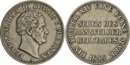 Preußen: Friedrich Wilhelm III. 1797-1840: Ausbeutetaler 1835, AKS 18, Jaeger 59, Schöne Patina, Sehr Sch&oum - Autres & Non Classés
