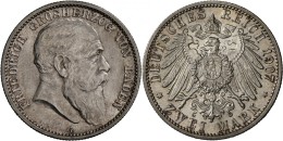 Baden: Friedrich I. 1852-1907: 2 Mark 1907 G, Jaeger 32, Fast Stempelglanz. - Taler & Doppeltaler
