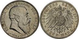 Baden: Friedrich I. 1852-1907: 5 Mark 1907 G, Jaeger 37, Auflage 60 Tsd., Vorzüglich. - Taler & Doppeltaler