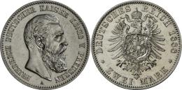 Preußen: Friedrich III. 1888: 2 Mark 1888, Jaeger 98, Stempelglanz. - Taler Et Doppeltaler