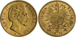 Bayern: Ludwig II. 1864-1886: 10 Mark 1873 D, Jaeger 193, Gold 900; 3,982 G; Sehr Schön. - Goldmünzen