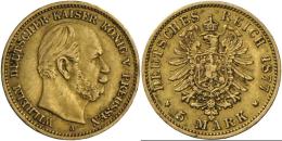 Preußen: Wilhelm I. 1861-1888: 5 Mark 1877 A, Jaeger 244, 1,96 G, Sehr Schön. - Goldmünzen