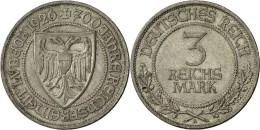 Weimarer Republik: 3 Reichsmark 1926 A, Lübeck, Min. Kratzer, Fast Vorzüglich. - Autres & Non Classés