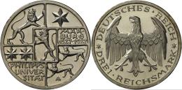 Weimarer Republik: 3 Reichsmark 1927 A, 400 Jahre Universität Marburg, J 330, Min. Berieben, Polierte Platte. - Sonstige & Ohne Zuordnung