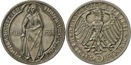 Weimarer Republik: 3 Reichsmark 1928 A, Naumburg, J. 333, Nur Feinste Berühungen, Stempelglanz. - Autres & Non Classés
