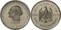 Weimarer Republik: 3 Reichsmark 1931 A, Freiherr Vom Stein, Jaeger 348, Min. Berieben, Polierte Platte. - Other & Unclassified