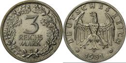 Weimarer Republik: 3 Reichsmark 1932 D, Jaeger 349, Nur Feinste Berühungen, Fast Stempelglanz. - Sonstige & Ohne Zuordnung