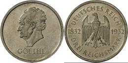 Weimarer Republik: 3 Reichsmark 1932 A, Goethe, 100. Todestag, Jaeger 350, Min. Kratzer Auf Av, Polierte Platte. - Sonstige & Ohne Zuordnung