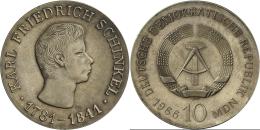 DDR: 10 Mark 1966, Karl Friedrich Schinkel, Jaeger 1517, Fast Stempelglanz. - Autres & Non Classés