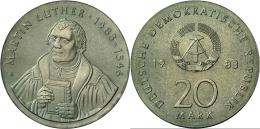 DDR: 20 Mark 1983, Martin Luther, Jaeger 1591, Grünliche Patina, Stempelglanz. - Sonstige & Ohne Zuordnung