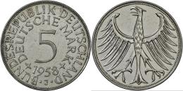 Bundesrepublik Deutschland 1948-2001: 5 D-Mark 1958 J, Jaeger 387, Sehr Schön. - Other & Unclassified