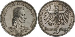 Bundesrepublik Deutschland 1948-2001: 5 D-Mark 1955 F, Friedrich Schiller, Jaeger 389, Vorzüglich. - Sonstige & Ohne Zuordnung