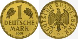 Bundesrepublik Deutschland 1948-2001 - Goldmünzen: 1 Goldmark 2001 D, In Originalkapsel, Stempelglanz. - Sonstige & Ohne Zuordnung