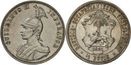 Deutsch-Ostafrika: Wilhelm II. In Uniform Der Garde Du Corps, ½ Rupie 1891 (A), Min. Berieben, Vz-st. - Deutsch-Ostafrika
