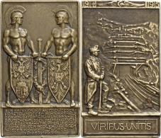 Medaillen Alle Welt: 1. Weltkrieg 1914-1918: Bronzeplakette 1915 Von Josef Heu, Auf Die Wiederherstellung Des Gesprengte - Unclassified