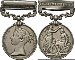 Medaillen Alle Welt: Indien-Victoria 1837-1901: India General Service Silbermedaille; 1 Clasp: Waziristan 1894-5; 36 Mm, - Ohne Zuordnung