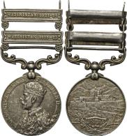 Medaillen Alle Welt: Indien-Georg V. 1910-1936: India General Service Silbermedaille; 2 Clasps: Waziristan 1919-21, Wazi - Non Classés