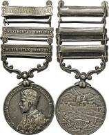 Medaillen Alle Welt: Indien-Georg V. 1910-1936: India General Service Silbermedaille; 3 Clasps: Waziristan 1919-21, Wazi - Unclassified