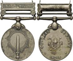 Medaillen Alle Welt: Indien: Militärverdienstmedaille; General Service Medaille "NAGA HILLS"; 36 Mm, Mit Schliesse, - Non Classés