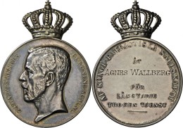 Medaillen Alle Welt: Schweden, Gustav V. 1907-1950: Silberne Verdienstmedaille, Unsigniert, Der Königlichen Patriot - Non Classés