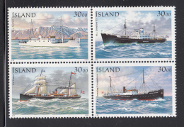 Iceland MNH 1995 Block Of 4 Different Ships - Unused Stamps