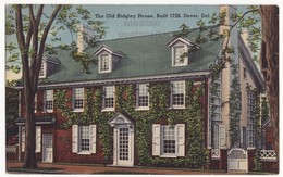 USA, Dover Delaware DE, The Old Ridgley House, Historic Landmark, C1940s Unused Vintage Linen Postcard - Dover