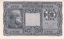 Banconote Da 10 Lire Lotto Di 1 Biglietto_ N°0785 Serie 316266-" 2 SCANSIONI- - Autres & Non Classés