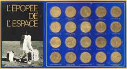 1969  U.S.A. " Odyssée De L'Espace "  Carnet  Médaillier Complet Shell  ( 20 Médailles Commémoratives ) - Other & Unclassified