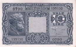 Banconote Da 10 Lire Lotto Di 1 Biglietto_ N°0790 Serie 135130-" 2 SCANSIONI- - Otros & Sin Clasificación