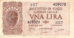 Banconote/Banconota Da 1 Lira Lotto Di 1 Biglietto_ N°357 Serie 409078-" 2 SCANSIONI- - Autres & Non Classés