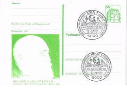 24373. Entero Postal KOLN (Alemania Berlin) 1981. Henrich Von Stepahn - Cartes Postales Privées - Oblitérées