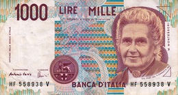 Banconote/Banconota Da 1000 Lire_Montessori_ Lotto Di 1 Biglietto_ Serie HF 558938 V-" 2 SCANSIONI- - Otros & Sin Clasificación