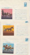 60680- CENTENARY OF HORSE RACES IN ROMANIA, COVER STATIONERY, 3X, 1974, ROMANIA - Reitsport