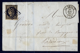 France N° 3d Noir S/FAUVE S/Lettre Obl. Grille - Signé Calves - Cote 1600 Euros TTB Qualité - 1849-1850 Ceres