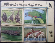 NACIONES UNIDAS - NEW YORK - IVERT 651/54 NUEVOS ** FAUNA EN EXTINCION - MONOS (R184) - Scimpanzé