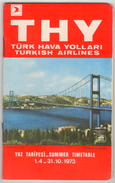 TURQUIE,TURKEI TURKEY, TURKISH AIRLINES 1973  SUMMER TIMETABLE - Orari