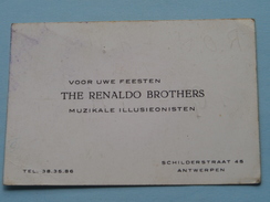 Voor Uwe Feesten THE RENALDO BROTHERS Muzikale Illusieonisten ( Schilderstraat Antwerpen / Zie Foto's Voor Detail )! - Visiting Cards