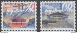 SWITZERLAND, 2017, MNH, 50TH ANNIVERSARY OF SCHILTHORN RESTAURANT PIZ GLORIA, CABLE CARS, MOUNTAINS, THE ALPS,2v - Hotel- & Gaststättengewerbe