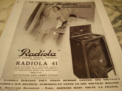 ANCIENNE PUBLICITE RADIOLA 41  1930 - Posters