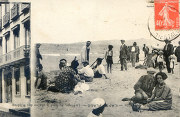 Canet En Roussillon - La Plage Au Fond Les Albères - Trés Originale, Défaut , Mal Découpée - Légende écrite à L'envers - Canet En Roussillon