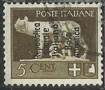 BASE ATLANTICA 1944  SOPRASTAMPATO D'ITALIA ITALY OVERPRINTED CENT. 5c USATO USED OBLITERE' - Emissions Locales/autonomes