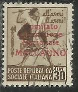 REPUBBLICA SOCIALE CLN MACCAGNO COMITATO DI LIBERAZIONE NAZIONALE 1945 CENT. 30 C USATO USED OBLITERE' - Comité De Libération Nationale (CLN)