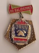 Badge. Volunteer Firefighter. USSR. Soviet Latvia (2) - Pompiers