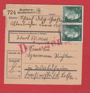 Paketkarte  --  Duisburg-  Grossenbaum - Brieven En Documenten